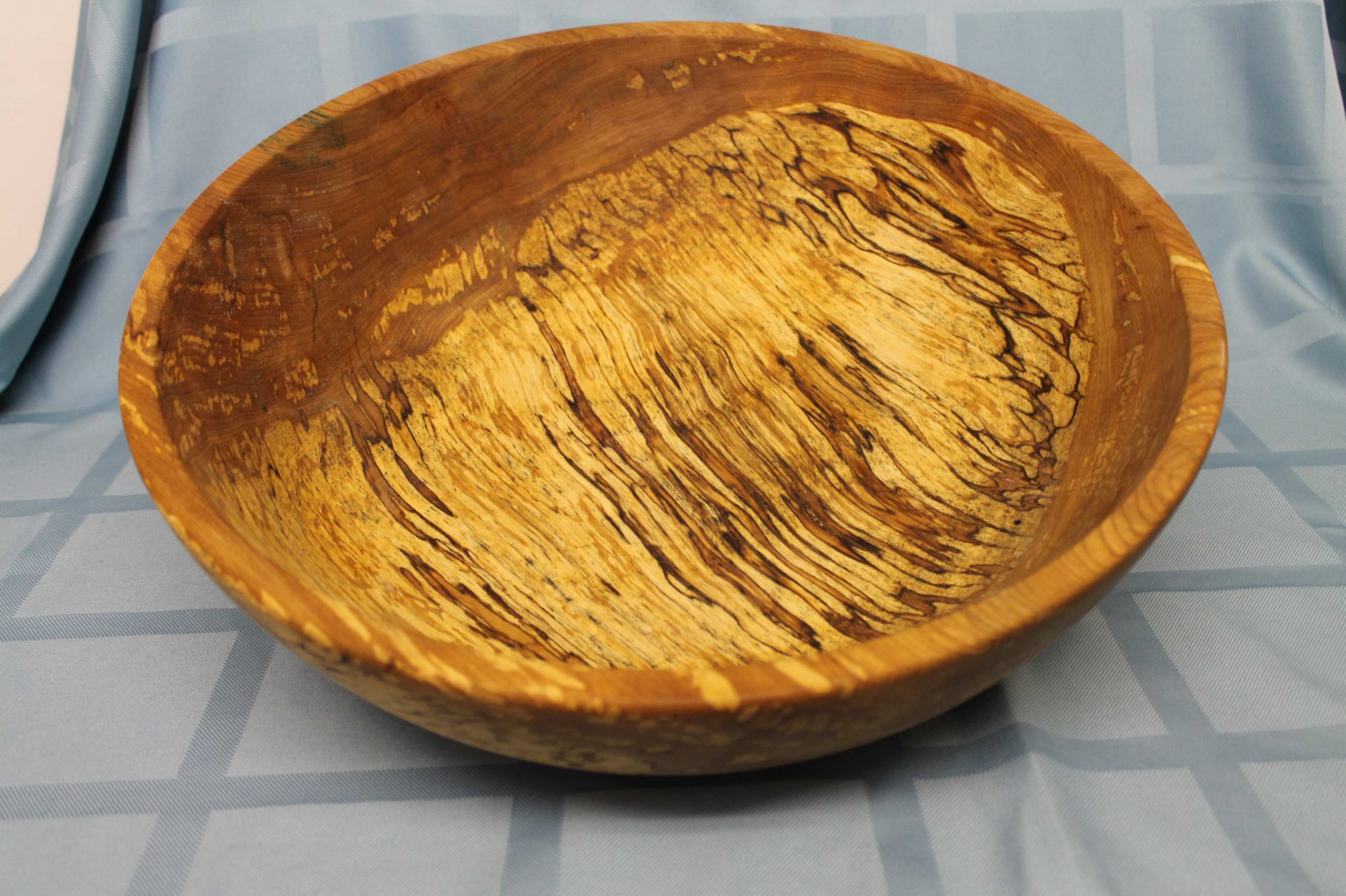 Spalted yellow birch bowl  16″ diameter x 4 1/2″ high  $265
