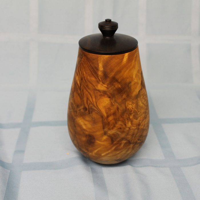 Maple burl vase, blackwood lid