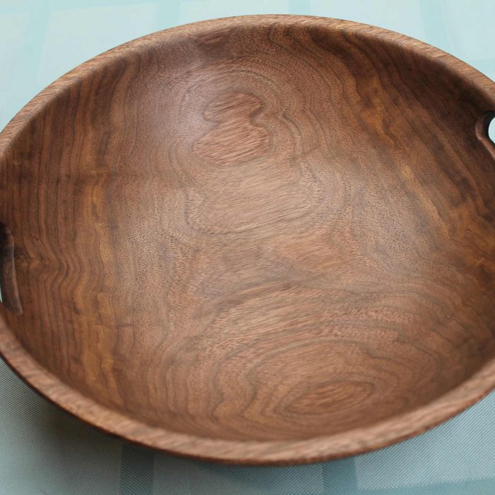 Walnut salad bowl with handles 3