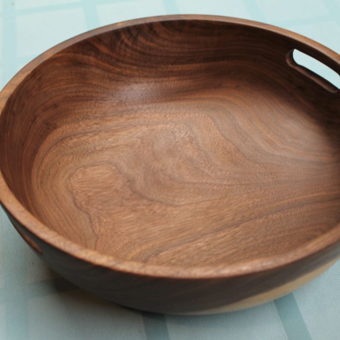 Walnut salad bowl with handles